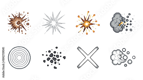 Cartoon explosion and dust effects collection for dynamic design