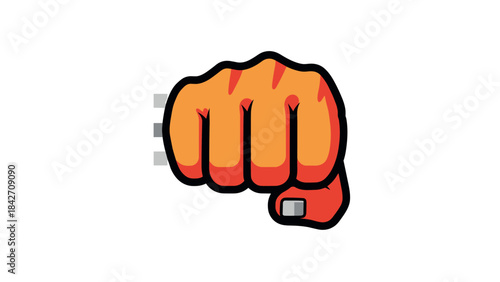Bold cartoon fist punch gesture in dynamic style with speed lines