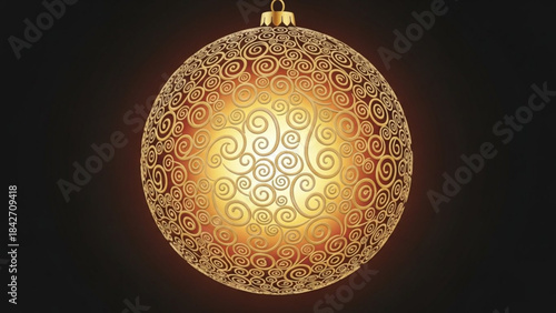 Festive ornament of gold: A close-up shot of a radiant ornament. the festive item hanging gracefully, casting a warm, inviting glow. 