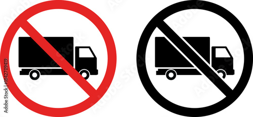 No Trucks Allowed Prohibition Sign: Delivery and Heavy Vehicle Restriction Icons