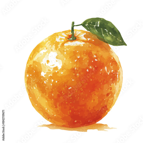 Isometric watercolor rendering of Orange, isolated on a clean white background.