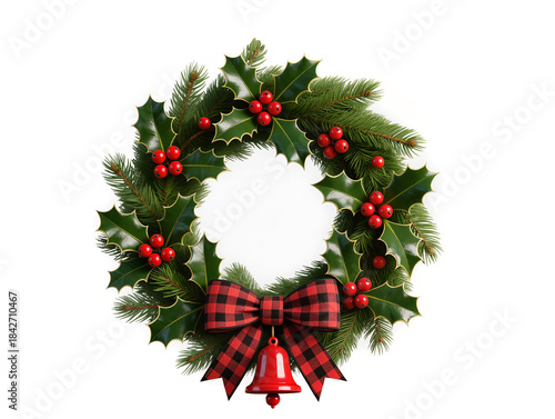 christmas wreath on white background
