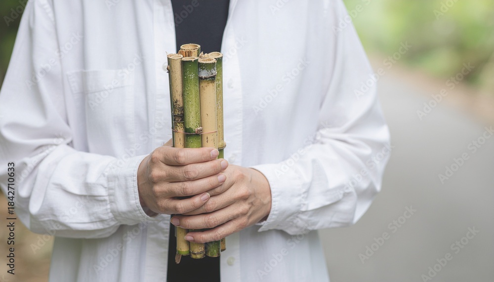 Obraz premium 竹と共に生きる日本人のイメージ, Image of Japanese people living with bamboo 