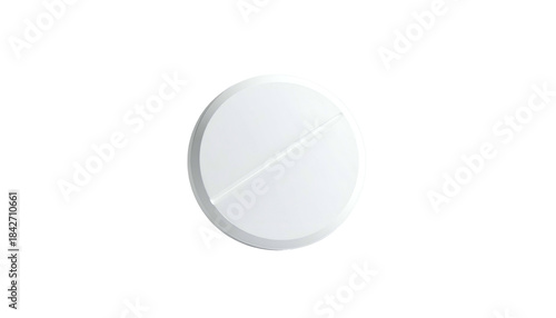 Single white round tablet with a scored line, centered on a black background