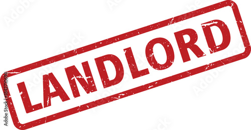 Grunge Red Landlord Stamp on White Background Imperfect Rectangle Illustrating Property Ownership and Rental Status