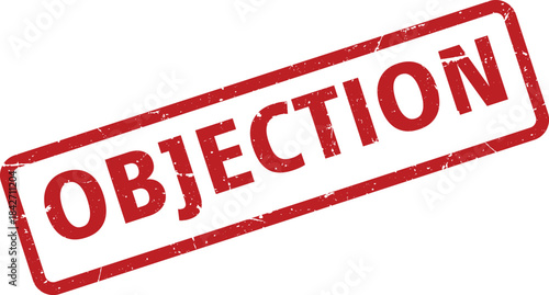 Red Objection! Stamp Impression on White Background Rejection, Denial, or Negative Feedback Concept