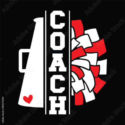 Cheerleading Coach Icon With Megaphone And Pom