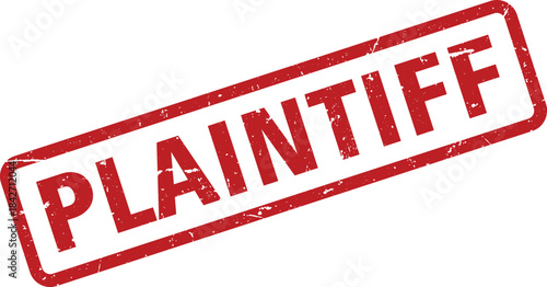 Red Ink Plaintiff Stamp on White Background, Indicating Legal Action or Court Case Involvement