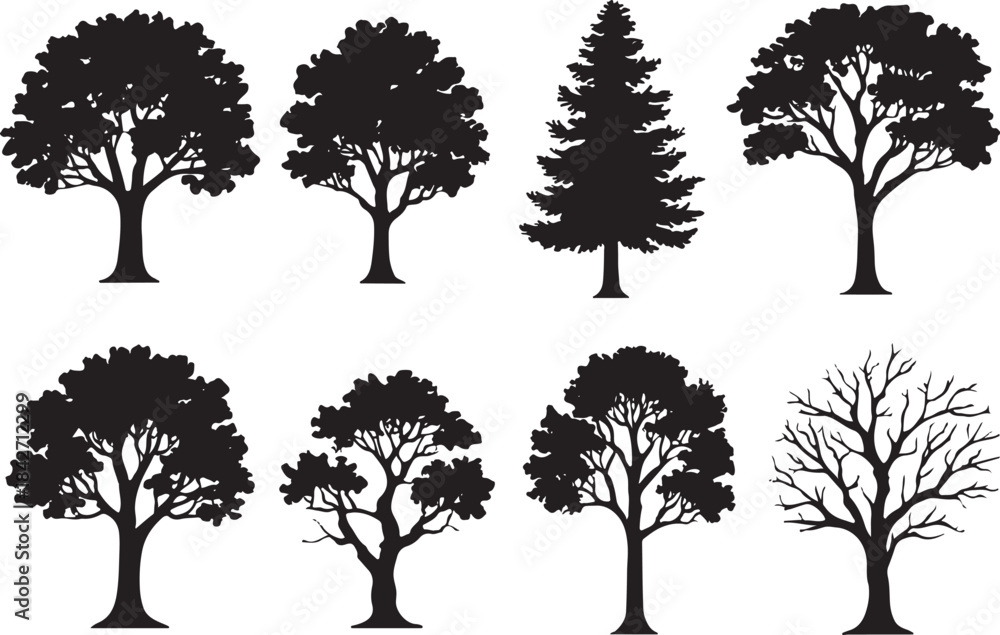 Obraz premium trees silhouettes icon vector