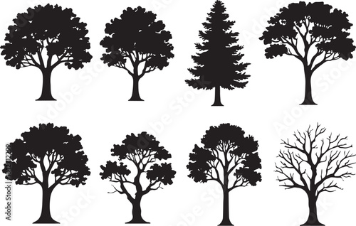 trees silhouettes icon vector