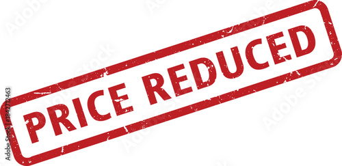 Red Price Reduced Rubber Stamp, Isolated on White Background, Promotional or Sale Concept