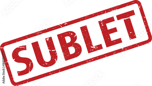 Red Sublet Rubber Stamp on White Background Legal and Housing Concept
