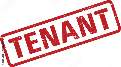 Distressed Red Tenant Rubber Stamp with Box on White Background for Legal Documents