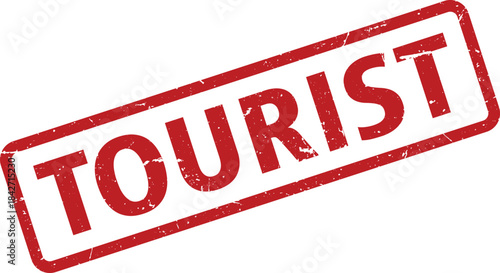 Distressed Red Tourist Stamp Textured Isolated for Travel and Vacation Concepts, Badges and Logos