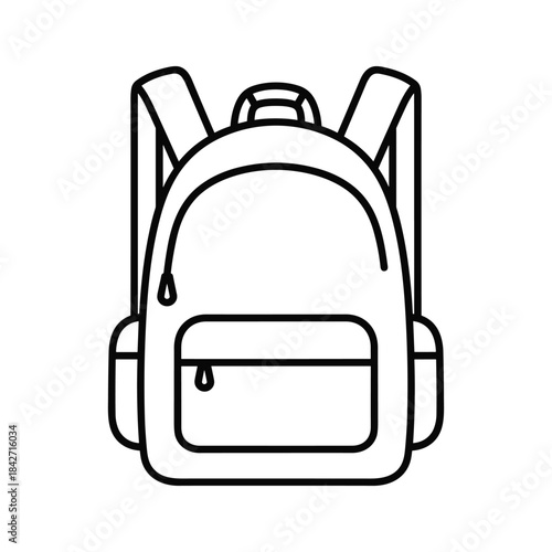 Simple black line drawing of a backpack