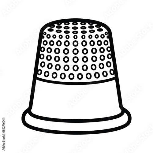 Simple black and white illustration of thimble