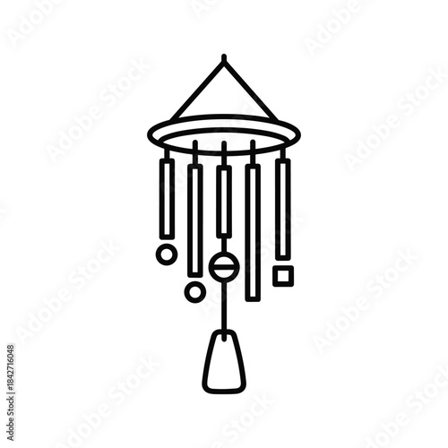 Simple line art wind chime illustration