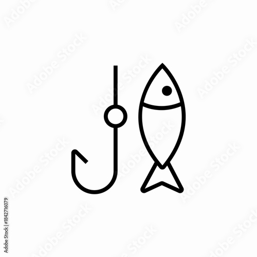 fishing hook fish icon sign vector