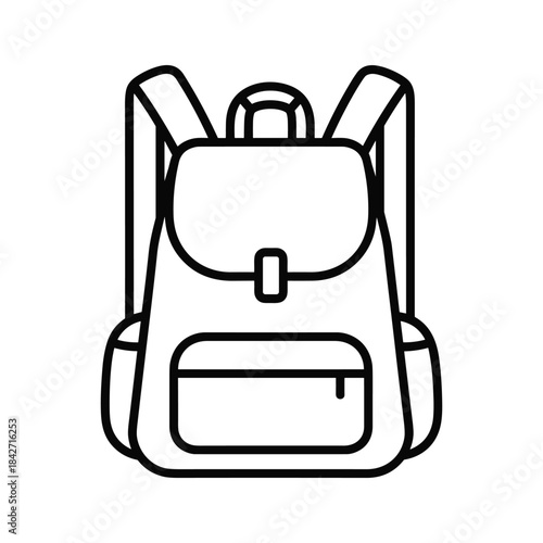 Simple black line drawing of a backpack