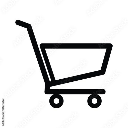 Simple black shopping cart icon on white background