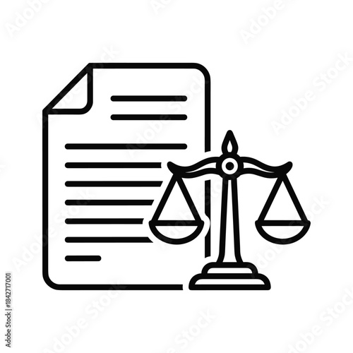 Legal document and scales of justice