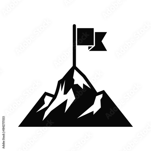 Mountain peak with flag on top