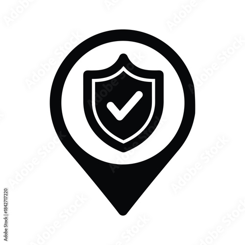 Secure location marked with shield and checkmark