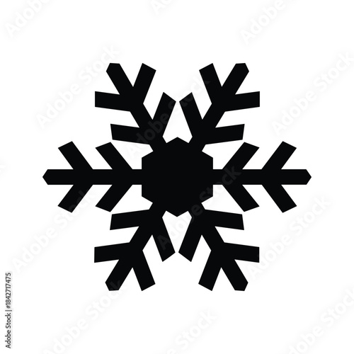 Simple black snowflake icon on white background