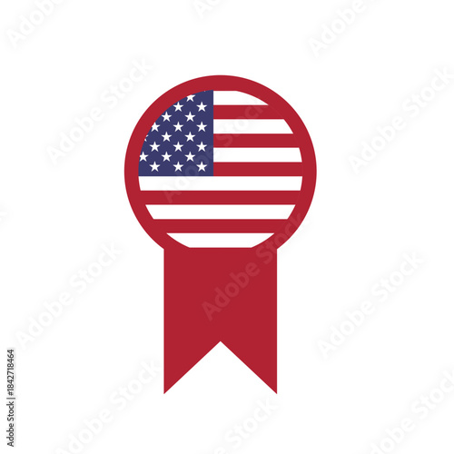 Usa Flag Batch Ribbon In Icon