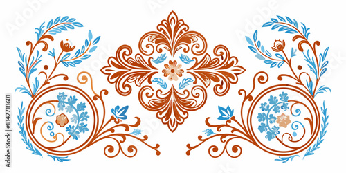 Ornate floral and scroll design, vector
