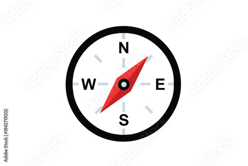 Free Download A round, simple compass design with a red needle, N, W, E, and S markers - GFXLoad