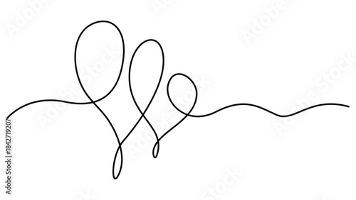 Heart. Abstract love symbol. Continuous one line art drawing love vector. Thin flourish and romantic symbol in simple linear style. Minimalistic Doodle vector illustration. Editable stroke 