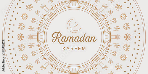 Ramadan Kareem Greeting Card with Golden Islamic Design