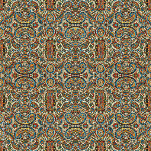 paisley pattern, seamless textile design, ornamental boho style, vintage ethnic motif, floral paisley, multicolor & pastel tones, decorative fabric print, surface pattern, fashion wallpaper design