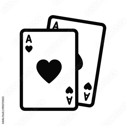 Two playing cards with ace of hearts and spades