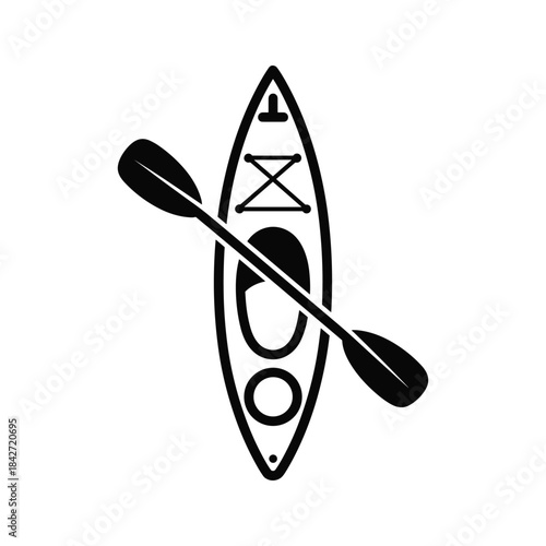 Kayak and paddle illustration on white background