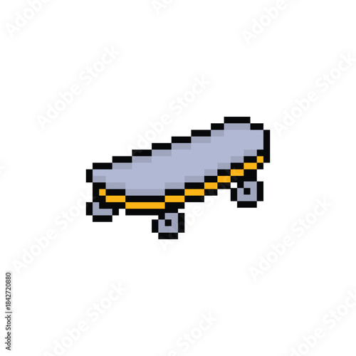 pixel art skateboard  8 bit vector icon for computer game logo