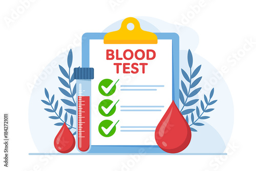 Blood Test Clipboard Illustration Medical Checkup Concept