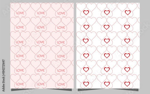 Valentine Seamless Heart Pattern Background with Love Text – Cute Romantic Repeating Design