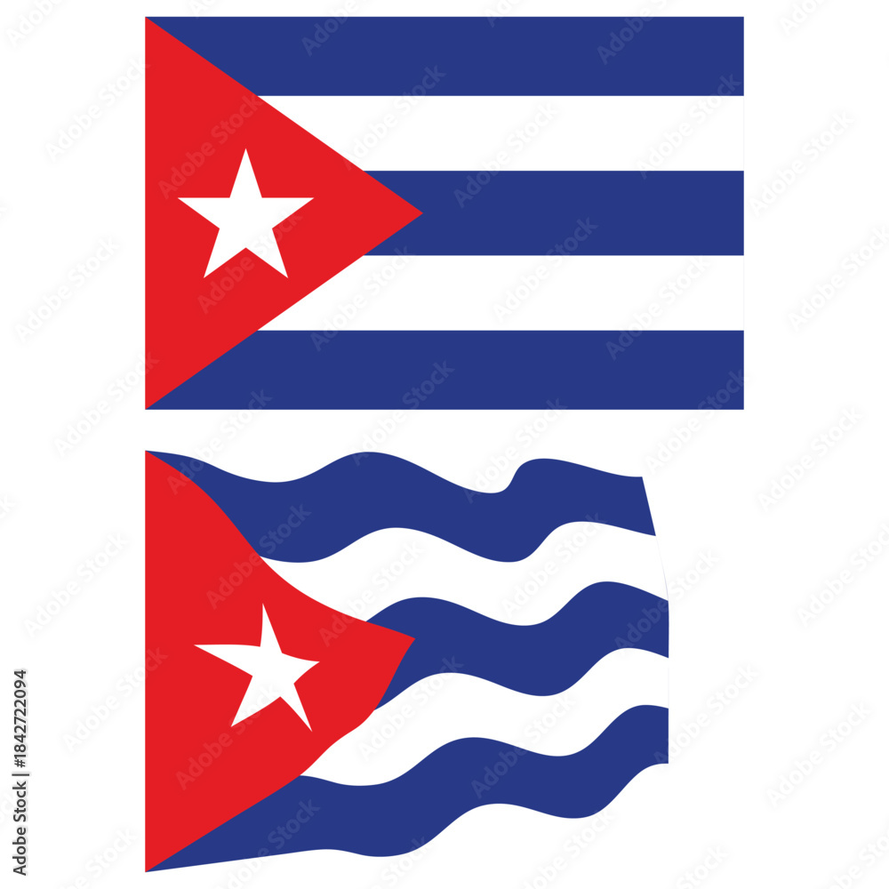 Obraz premium Cuban flags displaying the national symbol in both flat and waving styles