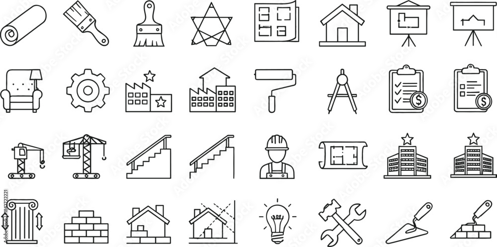 Fototapeta premium Black silhouette vector illustration set collection of ten various popular indoor potted house plants, including monstera, palm, and agave varieties