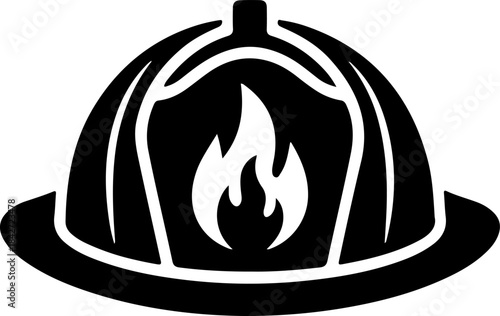  Firefighter Safety Helmet with Flame Shield Icon Vector