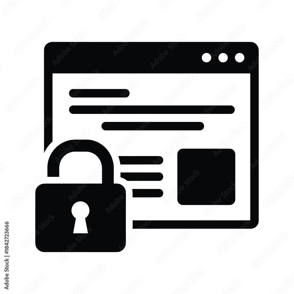 Fototapeta premium Secure webpage with locked padlock