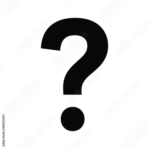 Black question mark symbol on white background