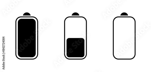 Battery Level Icons Set, Battery Charge Symbols, Power Indicator Vector, Energy Status Icon Pack, Vector illustration.