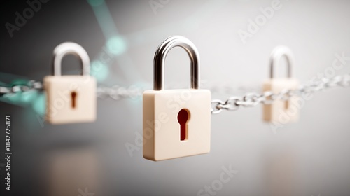 Security Network Illustration with Padlock Icons
