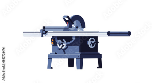 Professional table saw machine for precise woodworking and carpentry, isolated on a clean white background for industrial design.