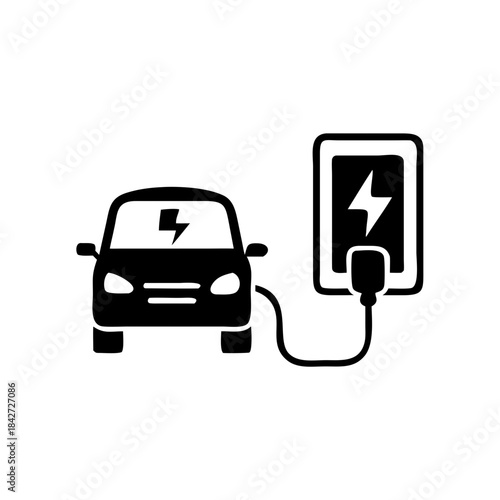 Modern minimalist electric vehicle charging icon, symbolizing green energy and sustainable transportation solutions.