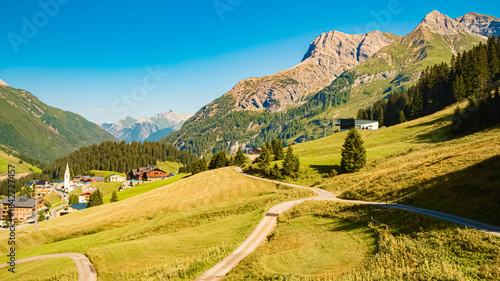 Alpine summer view at Steffisalp, Warth, Bregenz, Vorarlberg, Austria