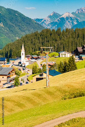 Alpine summer view at Steffisalp, Warth, Bregenz, Vorarlberg, Austria